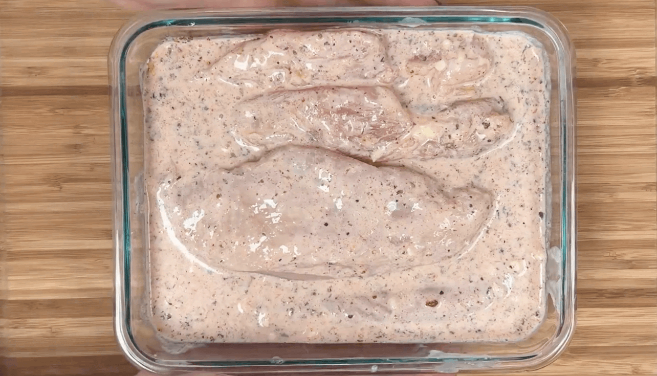 buttermilk marinade mixed with chicken